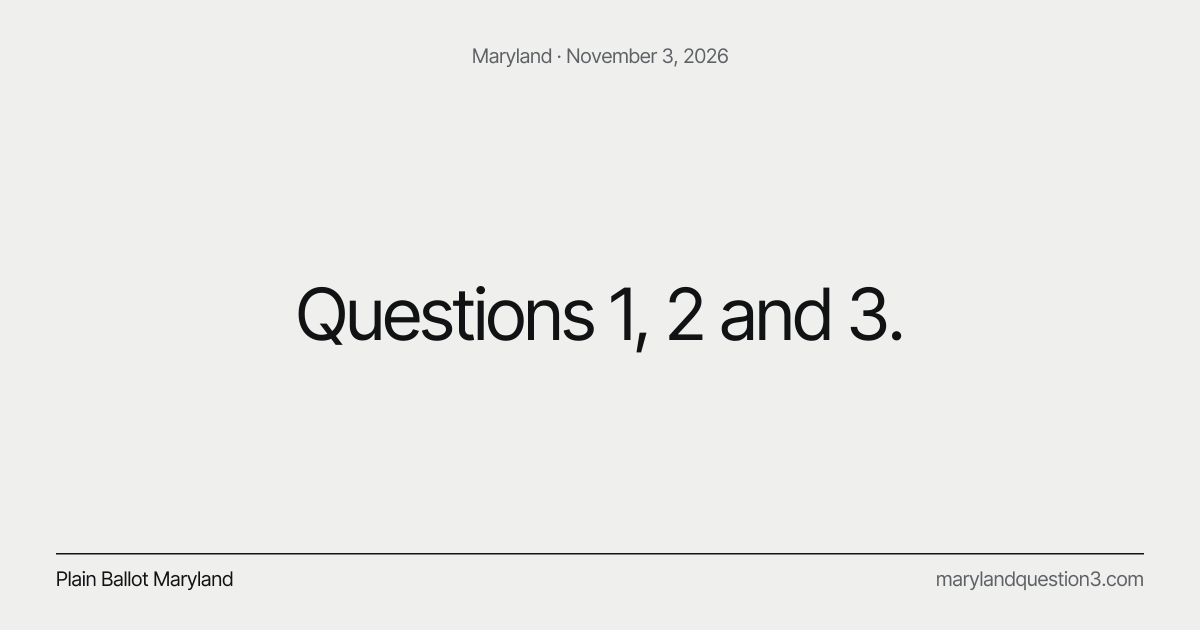 Maryland Ballot Questions 2026: Questions 1, 2 and 3